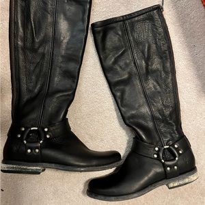 Frye Harness Tall boot black silver size 6